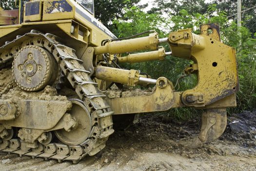 Bulldozer working in mine