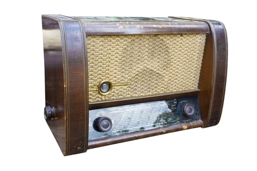 Old radio isolated on white background.