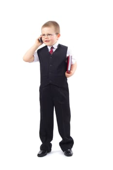 small boy - businessman photo on the white background
