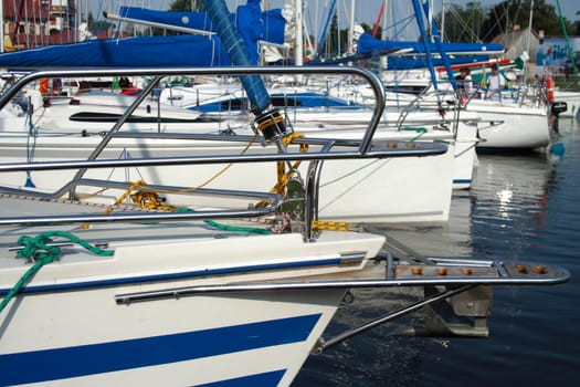 Harbour of sailing boats summer in Poland - mazurkas