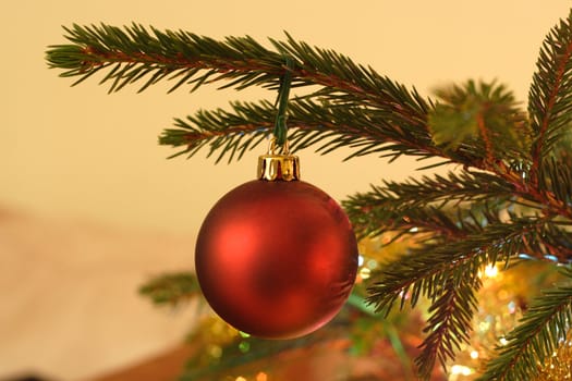 the ball pendant on holiday Christmas tree