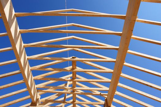 a carcass roof on a building site..