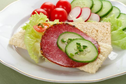dietetic sandwich tasty breakfast on the plate