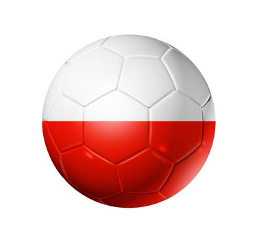 3D soccer ball with Poland team flag. isolated on white with clipping path