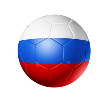 3D soccer ball with Russia team flag. isolated on white with clipping path