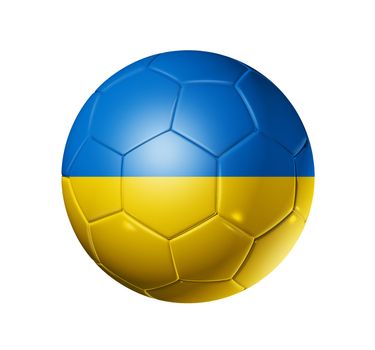 3D soccer ball with Ukraine team flag. isolated on white with clipping path