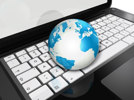 3D world globe on a laptop computer