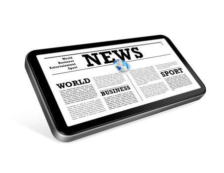 News on a mobile phone isolated on white with 2 clipping paths : one for global scene and one for the screen