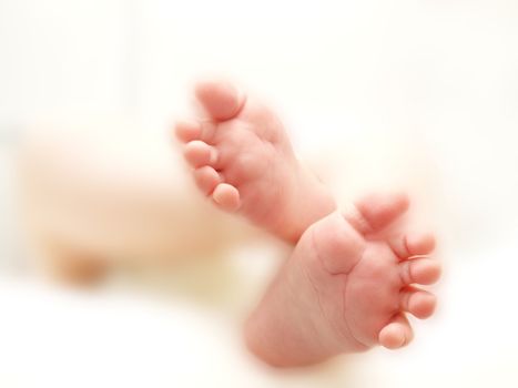 Close up of baby feet, isolated towards white background