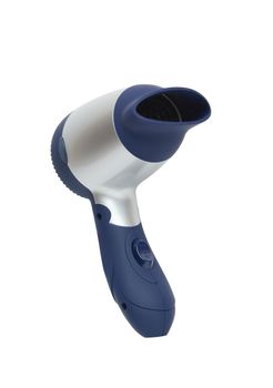 Small hair dryer isolated on white background. Clipping path is included
