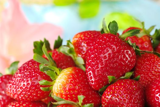 Close-up of fresh strawberries (Selective Focus, Focus on the strawberry on the right)