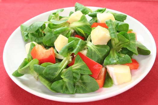 mixed salad with lettuce, peppers and goat cheese