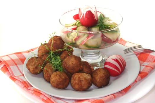 Koettbullar with Swedish cucumber-radish salad and dill