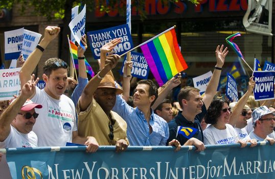 NEW YORK -  JUNE 26 : The gay pride parade after passing the same sex marrige bill in New York city on June 26 2011