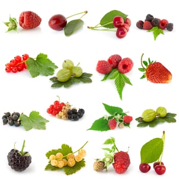 Set of fruits isolated on white background