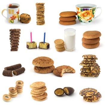 Set of cookies and candies  on white background