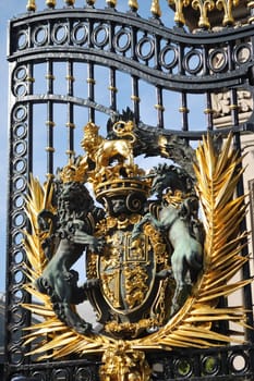 royal crest on gates of palace