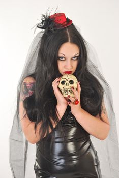 Gothic bride with skull