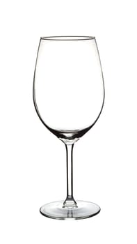Empty wine glass photographed on white