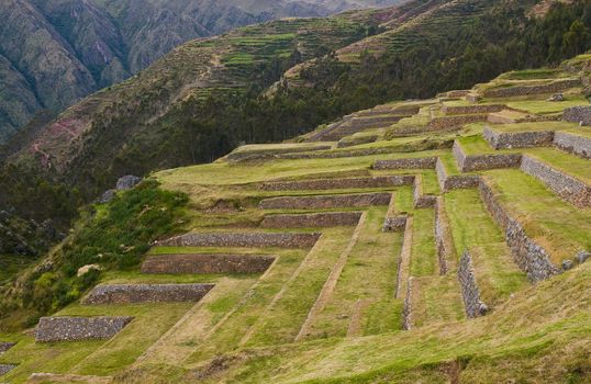 Inca ruins in the Sacred valley , Chinchero Peru