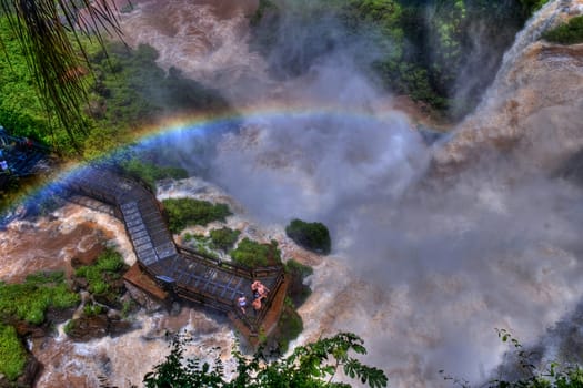 View of the Iguasu falls , Iguasu falls are the largest series of waterfalls on the planet located in the three borders of Brasil Argentina and Paraguay , The photo was taken in December 08 2010