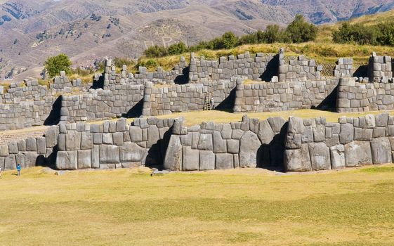 Ancient Sacsayhuaman , Incan ruins outside of Cusco Peru