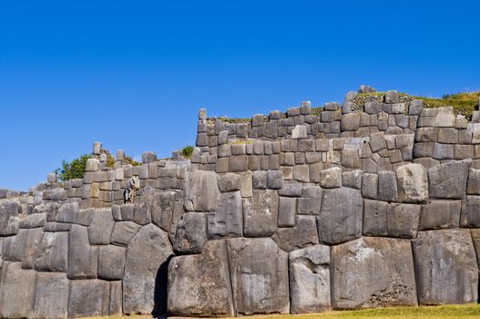 Ancient Sacsayhuaman , Incan ruins outside of Cusco Peru