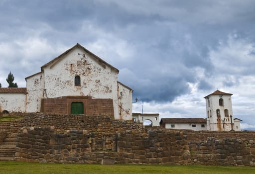 Inca ruins in the Sacred valley , Chinchero Peru