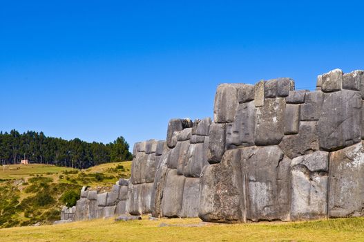 Ancient Sacsayhuaman , Incan ruins outside of Cusco Peru