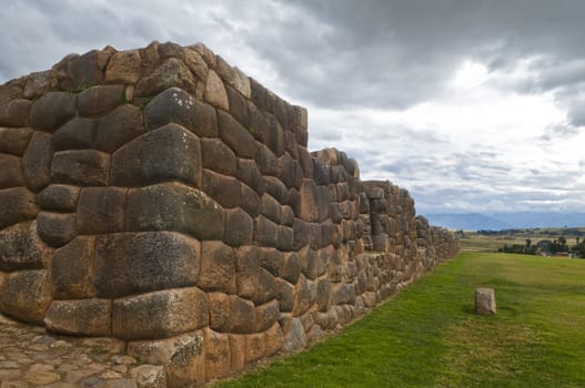 Inca ruins in the Sacred valley , Chinchero Peru