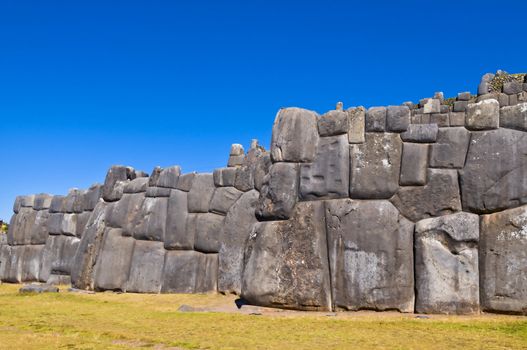 Ancient Sacsayhuaman , Incan ruins outside of Cusco Peru