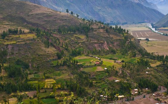 view of the Sacred valley in the Peruvian Andes