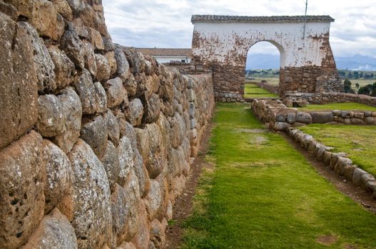 Inca ruins in the Sacred valley , Chinchero Peru