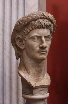 A bust of the Roman Emperor Claudius as Jupiter.  Located in the Vatican Museums, Rome, Italy.