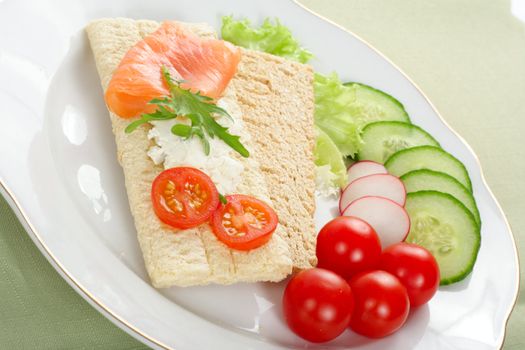 dietetic sandwich tasty breakfast on the plate