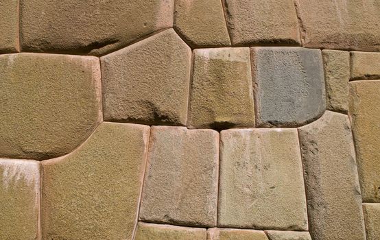 a details on one of the Inca walls in Cusco Peru