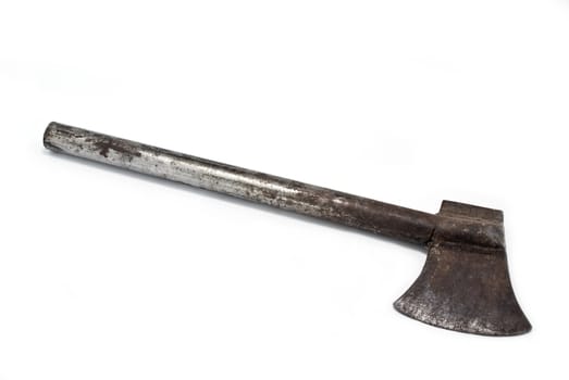 Old axe on white background, Isolated