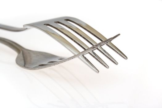 two forks photo on the white background