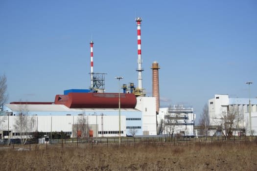 industrial - factory, photo on background of blue sky