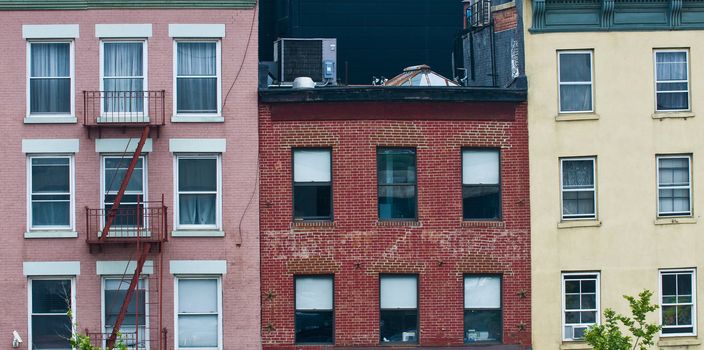 Front wall of a flat buildings in New York city