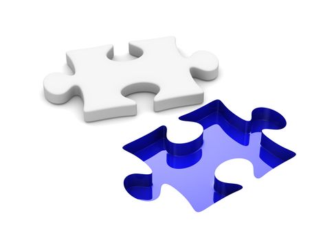 Puzzle on white background. Isolated 3D image