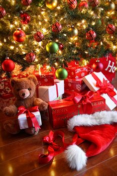 Gifts under the tree for Christmas day