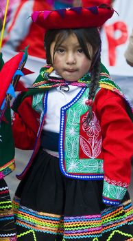 Cusco , Peru - May 25 : young participant in the "public education day"  held in Cusco Peru on May 25 2011