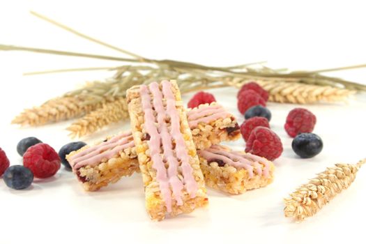 Forest berry cereal bar with blueberries and raspberries