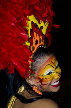 Catagena de Indias , Colombia - December 22 : Portrait of a colombian woman participant  in the celebration for the presentation of the new city symbol held in Cartagena de indias on December 22 2010