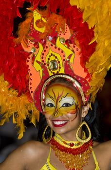 Catagena de Indias , Colombia - December 22 : Portrait of a colombian woman participant  in the celebration for the presentation of the new city symbol held in Cartagena de indias on December 22 2010