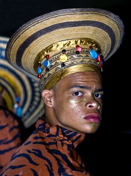 Catagena de Indias , Colombia - December 22 : Portrait of colombian man participant  in the celebration for the presentation of the new city symbol held in Cartagena de indias on December 22 2010