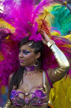 MONTEVIDEO, URUGUAY - FEB 04 2011 :  portrait of a dancer participant in the annual national festival of Uruguay ,held in Montevideo Uruguay on February 04 2011