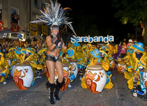 MONTEVIDEO, URUGUAY - FEB 05 2011 :  dancer participant in the annual national festival of Uruguay ,held in Montevideo Uruguay on February 05 2011