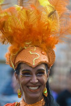 MONTEVIDEO, URUGUAY - FEB 04 2011 :  Portrait of a dancer participant in the annual national festival of Uruguay ,held in Montevideo Uruguay on February 04 2011